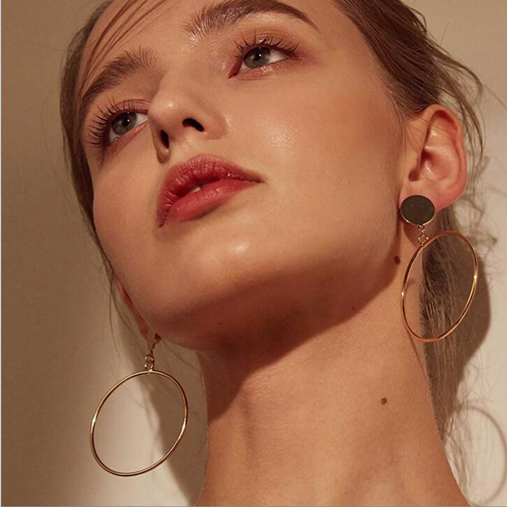 Alloy Stylish Womens Hoop Earrings Modern Geometric Shape Accessory Statement