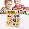 LED Light Switch Busy Board Toddler Light-up Switch Control Wooden Board Fine Motor Skills Kids Educational Learning Activity Game Board Toy