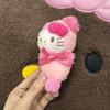 Cute Pink Hooded Cat Plush Doll Keychain Cartoon Backpack Pendant Toy