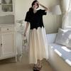 2025 Summer Plus Size Dress Women Vintage Dress Basic Long Elegant Loose Casual Black Dress