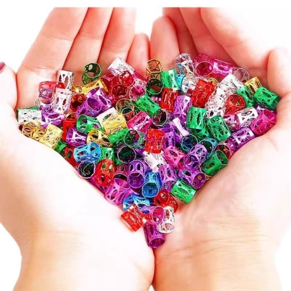 100PCS Aluminum Dreadlock Hair Rings Multicolor Adjustable Hair Cuffs Hair Decoration