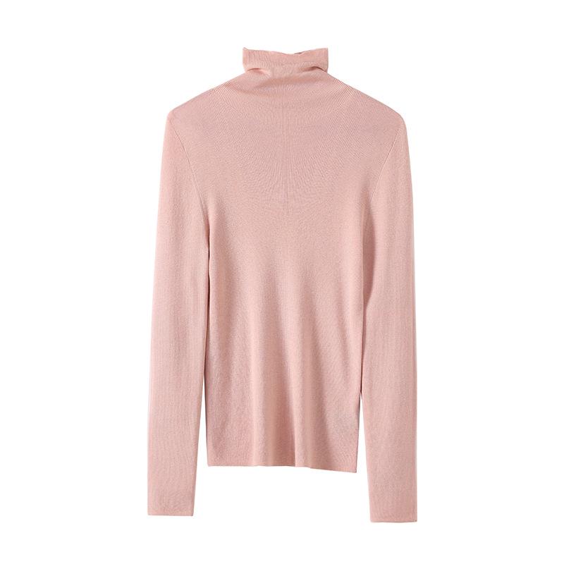 Tangge Silk-Cashmere Turtleneck Long Sleeve Warm Top
