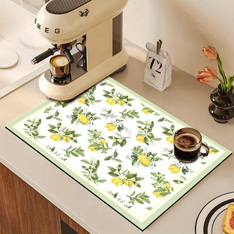 1 шт. Резиновый коврик для сушки с лимонным узором для кофейни, ресторана, кухни, ковер, скатерть для посуды, прочный диатомовый коврик для стола, коврик для питомца, кофейная посуда