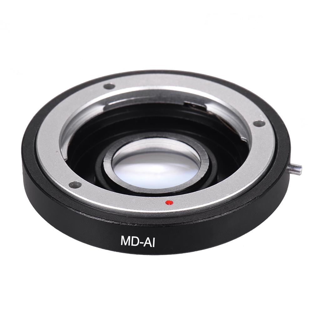 MD AI Lens Mount Adapter Ring with Corrective Lens for Minolta MD MC Mount Lens to Fit for Nikon AI F Mount Camera for