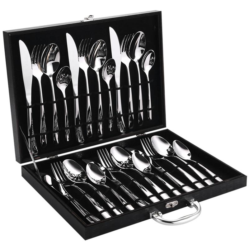 High Grade Steak Knife, Fork and Plate Set Household Tableware Set with Box Cutlery 304 Stainless Steel Spoon Knife and Fork Set
