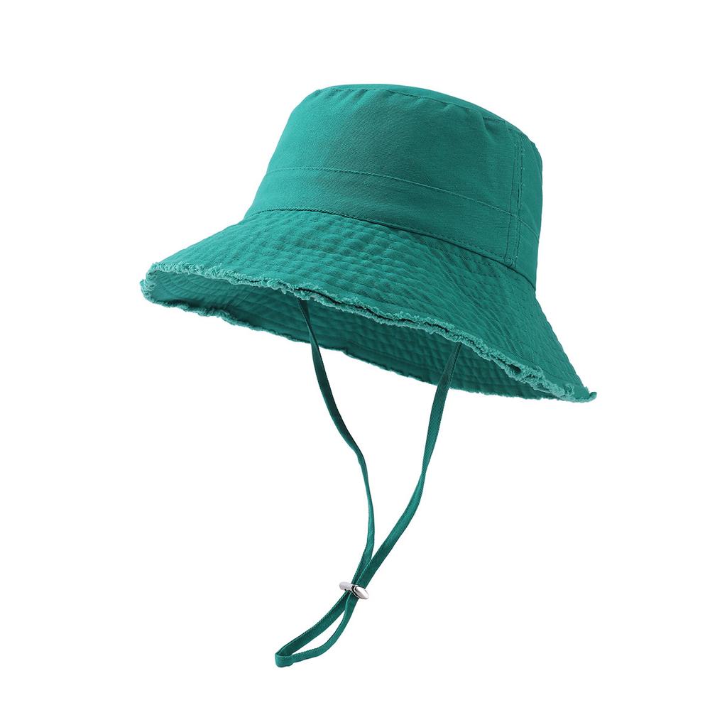 Custom Printed Logo Cotton Outdoor Sunscreen Fisherman Hat Men'S And Women'S Fashion All Matching Solid Color Raw Edge Visor