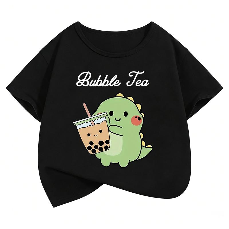 Kawaii Dinosaur Cartoon Funny T Shirts Short Sleeve Kids Childrens Tshirt Boys Girls Summer Spring Casual Top Tee Shirt