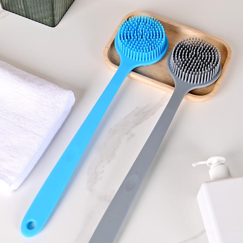 Silicone Double-Sided Bath Brush with Long Handle - Massage Back Scrubber.