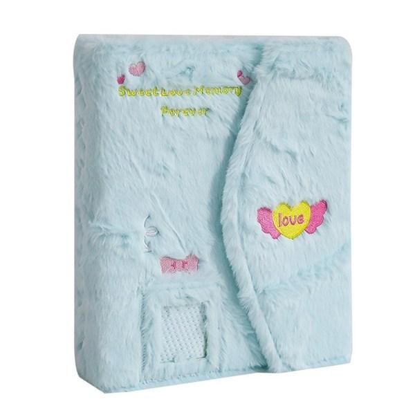 Songheung 6-hole Villus Poker Binder + A5 4-space Double-sided Inner Paper 30 Sheets Poker Album Diary, Blue, 1 Piece