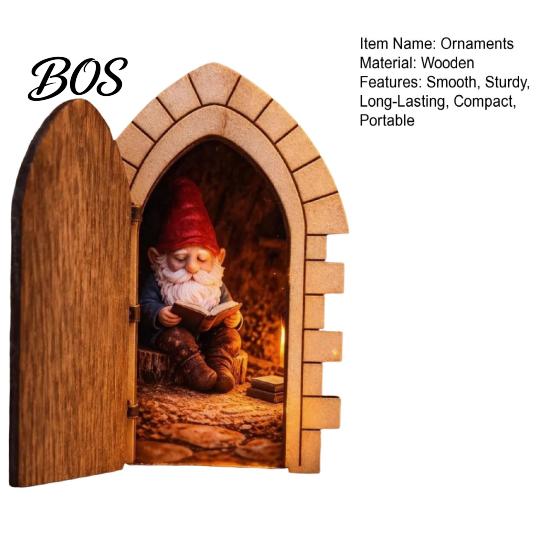 Unique Gifts for Home Decor Fairy Gnome Door Tabletop Ornament, Mini Wooden Elf Figurine, Whimsical Smooth Craft Ornaments Tale Garden Decor, Magical