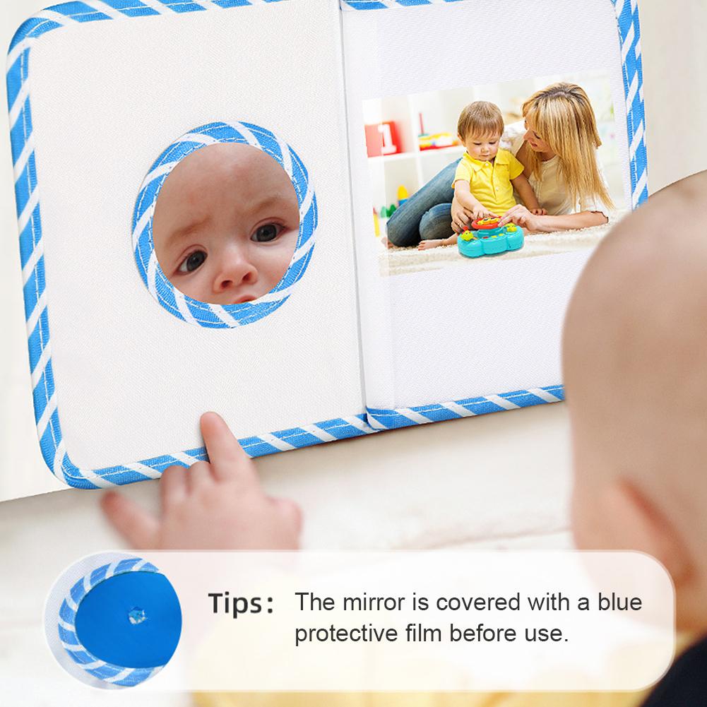 Cartoon Fabric Photo Album for My First Baby Photo Book with Safe Mirror Baby Growth Souvenirs
