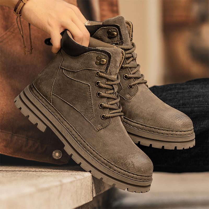 Men First Layer Pigskin Work Martin Boots Casual Walking Outdoor Commuting Travel Leather Footwear Walking Travel Sizes 39-45