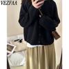 Women's Fashion Casual Fall Winter Solid Color Print Long Sleeve O-Neck Sweaters