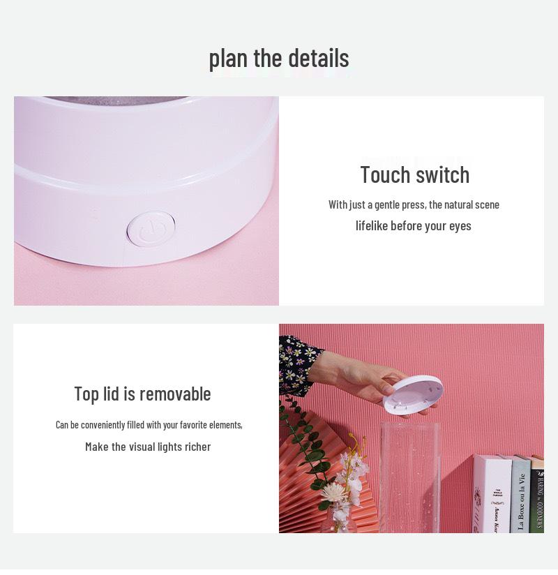 Светодиодный ночник с изменяющимся цветом: Пузырьковый цилиндрический аквариум для домашнего декора