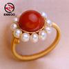 Кольца для женщин с кубическим цирконием, модные красные кольца, ювелирные изделия для регулируемого жемчужного кольца, подарки для вечеринок