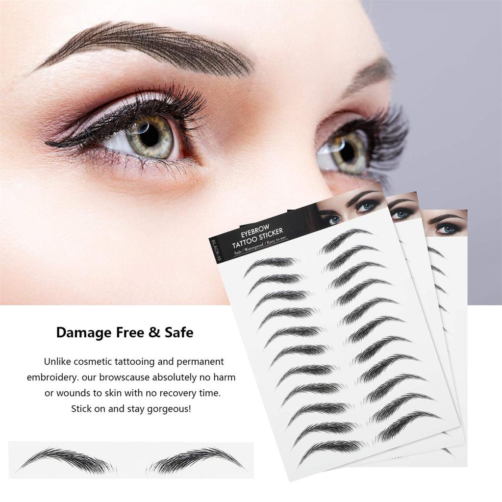 4D Hair-like Waterproof Eyebrow Stickers Eyebrow Transfer Stickers Care Shaping Arch  Stickers For Women (6pc)