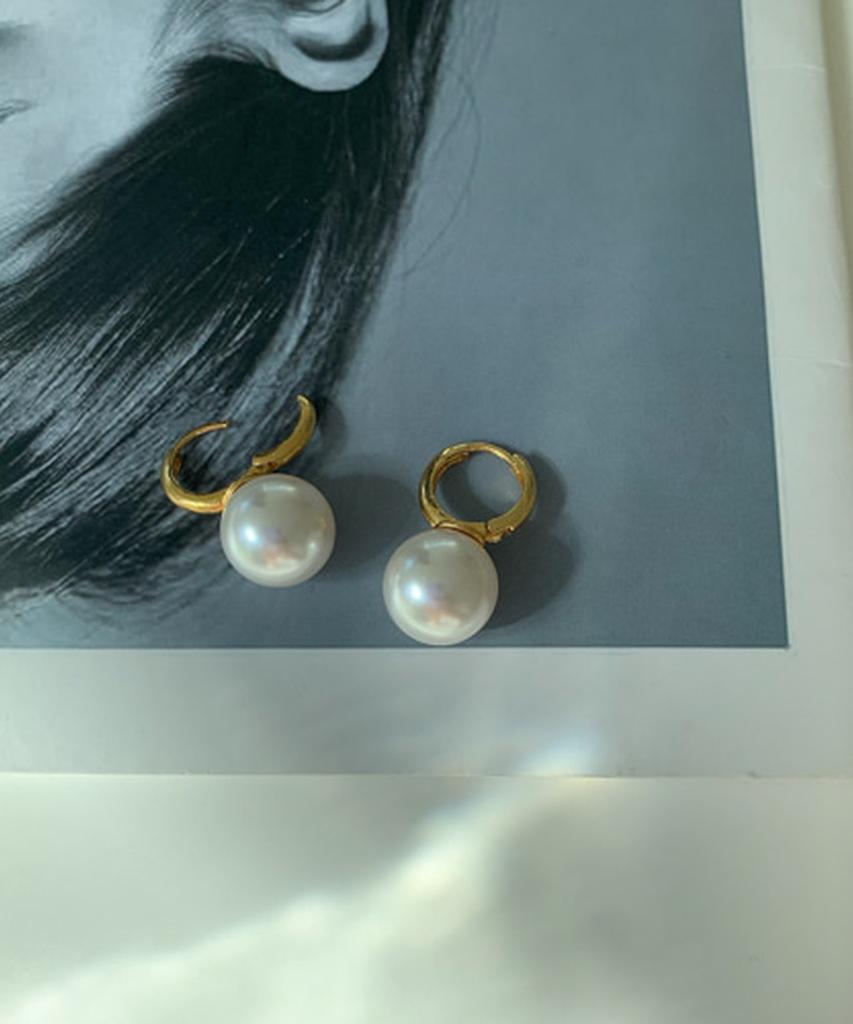 Серьги Alleun из серебра 925 пробы, 12 мм, с жемчугом Swarovski, на застежке-щелчке
