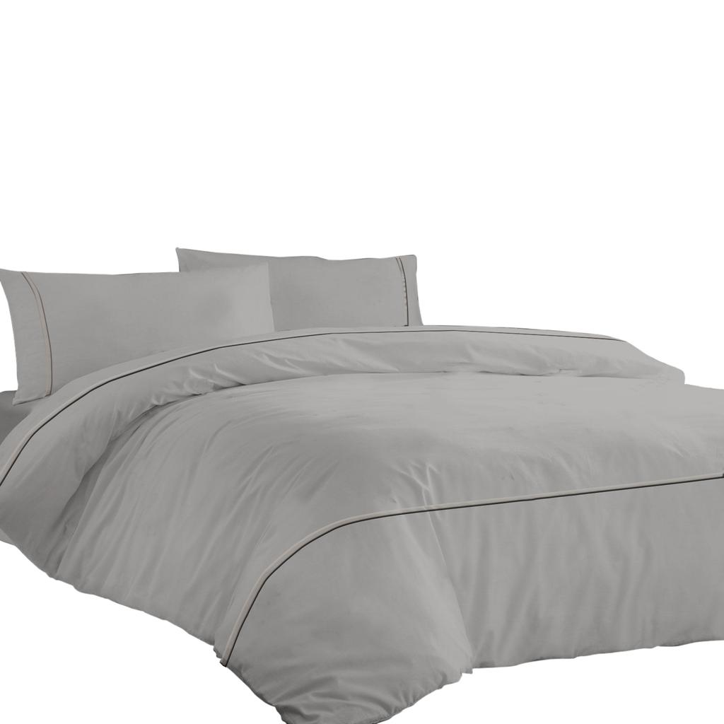 Комплект постельного белья из египетского хлопка премиум-класса 600TC с гладкой горизонтальной окантовкой (Набор из 3 предметов: 1 пододеяльник и 2 наволочки) - Различные размеры и цвета