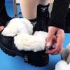 Зимние теплые меховые сапоги повседневные осенние туфли на высоком каблуке с молнией теплые шерстяные сапоги на платформе для женщин черные женские ботинки