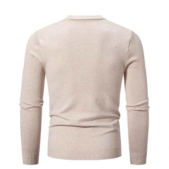 Autumn Men Thin Solid Color Elastic Slim Fit Pullover Sweater Basic Inner Layer Lightweight Warm Casual Knitwear Top for Male