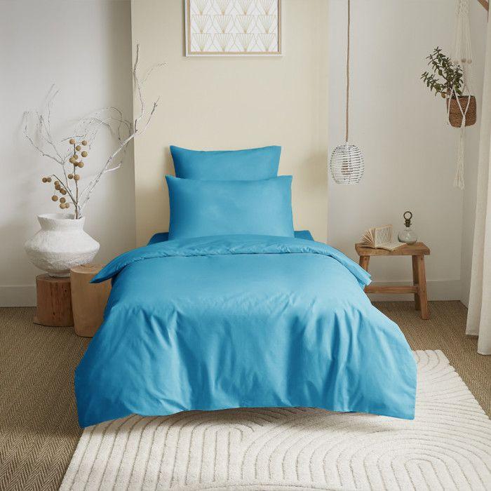 Complete Pack 4 Pieces Single Color Turquoise Duvet Cover for Bed 90 X 190 Cm