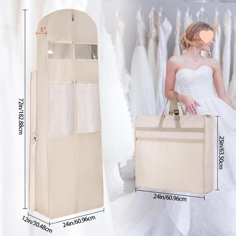 Oversized 72" Gown Storage Bag Waterproof Oxford Fabric Dustproof Hanging Clothes