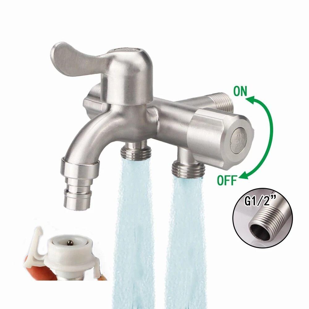 With Tape Stainless Steel Faucet with Washing Machine Outlet Angle Valve Faucet Toilet Diverter