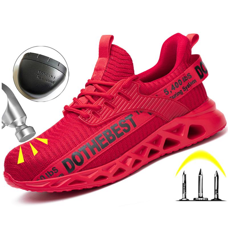 Fashion Plus Sise 36-48 Mens Safety Work Shoes Indestructible Anti-smash Sneakers Construction Shoes Steel Toe Breathable Security Boots