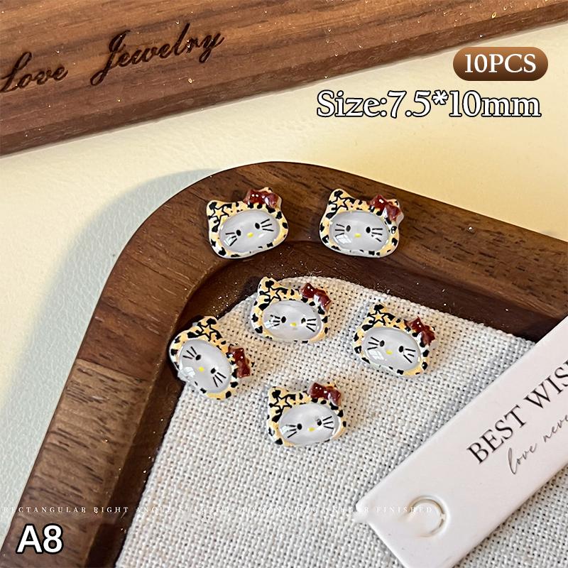 10 шт./пакет 3D Мультяшные Шармы для ногтей Hello Kitty Смешанная смола Котенок Китти с бантом Украшение для нейл-арта Кавайный Блестящий Kt Деталь для ногтей