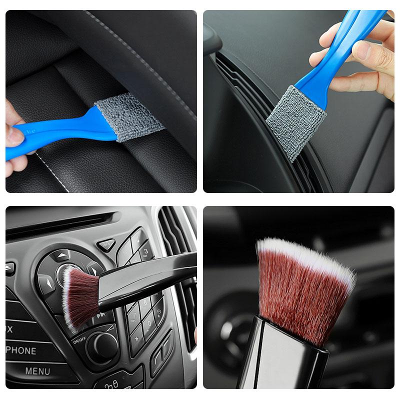 2 In 1 Car Dust Tool Cleaning Brush Accessories Interior For Mitsubishi Lancer Ralliart ASX Mirage Pajero Xpander Attrage L200