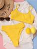Women's Sexy Yellow U-shaped High Waist Bikini Two Pieces Swimsuit