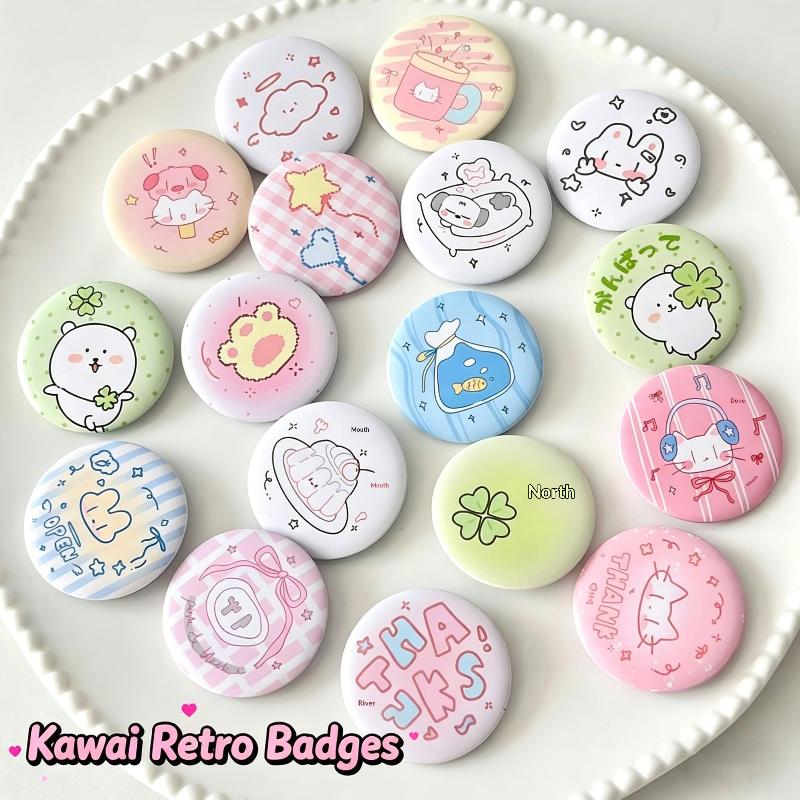 6 шт. Милые Мультяшные Мини Мультяшные Значки-Кнопки Kawaii Ретро Для Девочек Детей Рюкзак Пенал DIY Декоративные Булавки Броши Аксессуары