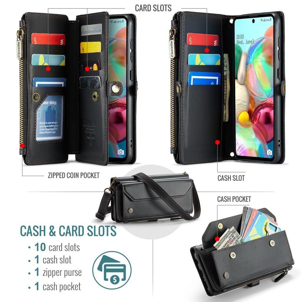 Для Samsung Galaxy Series A12 A13 A71 S20 S21 S22 S23 S24 S25 Z Fold3 Z Fold4 Z Fold5 Z Fold6 Многофункциональная сумка для хранения из искусственной кожи через плечо для телефона