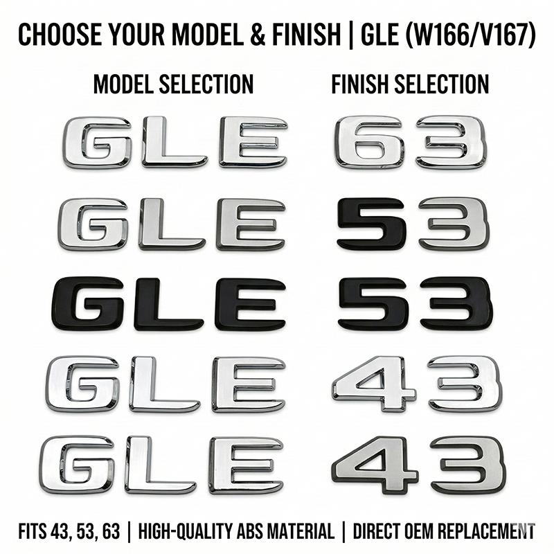 3D ABS Наклейка-эмблема с буквами для заднего багажника автомобиля GLE 63 GLE 53 GLE 43 Глянцевый Черный Хром Для Benz W166 W167 Аксессуары