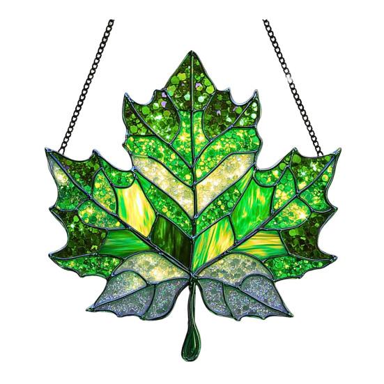 Maple Leaf Fall Ornament Window Hanging Autumn Leaf Suncatcher Stained Glass Wall Art for Thanksgiving Autumn Indoor Outdoor Home Decor