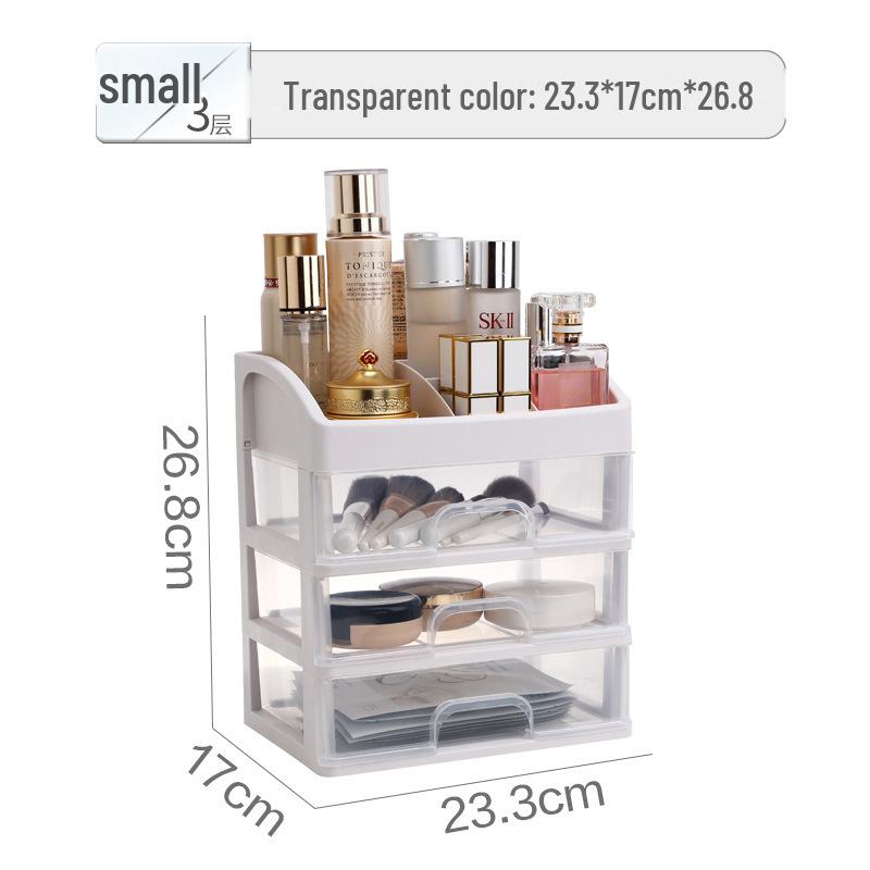 Multi-Layer Drawer-Style Cosmetic Desktop Storage Box: Transparent, Dustproof, Simple Storage Rack