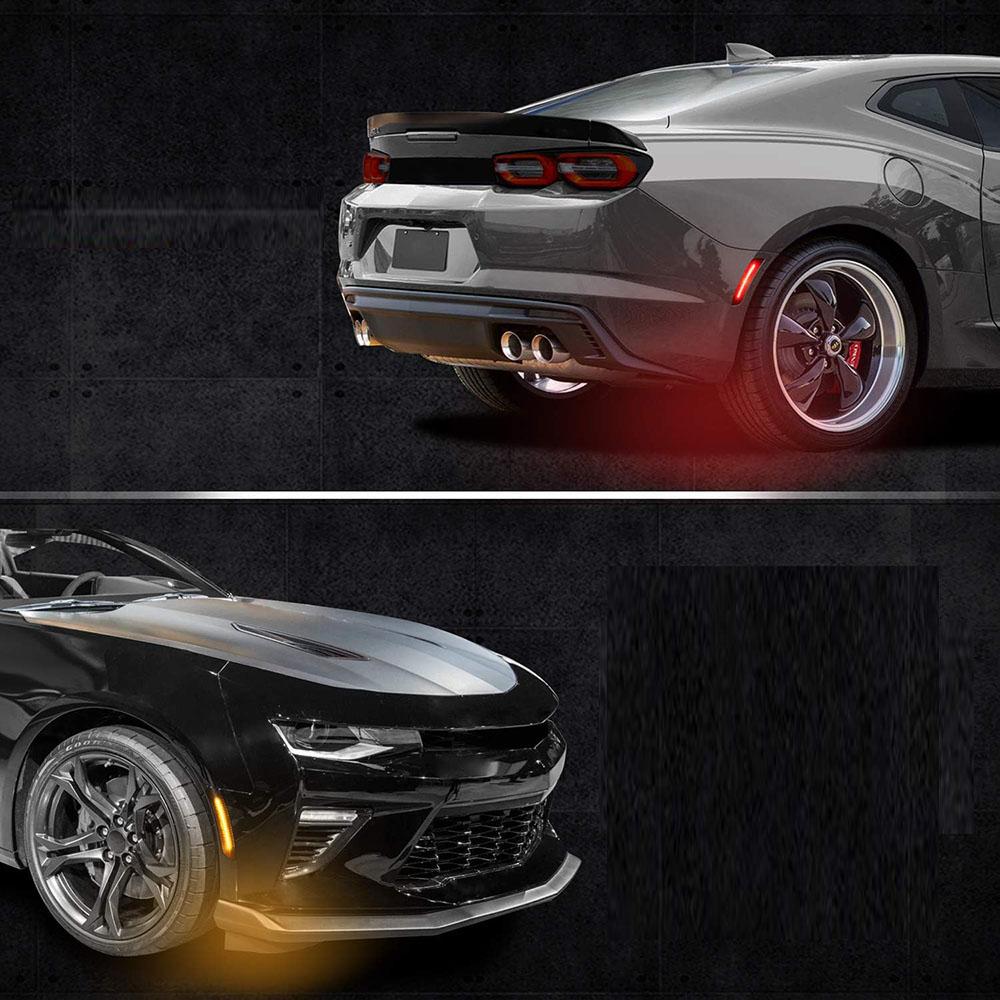 Front Rear LED Bumper Side Marker Light Lamp Smoked For Chevrolet Camaro 2016-20