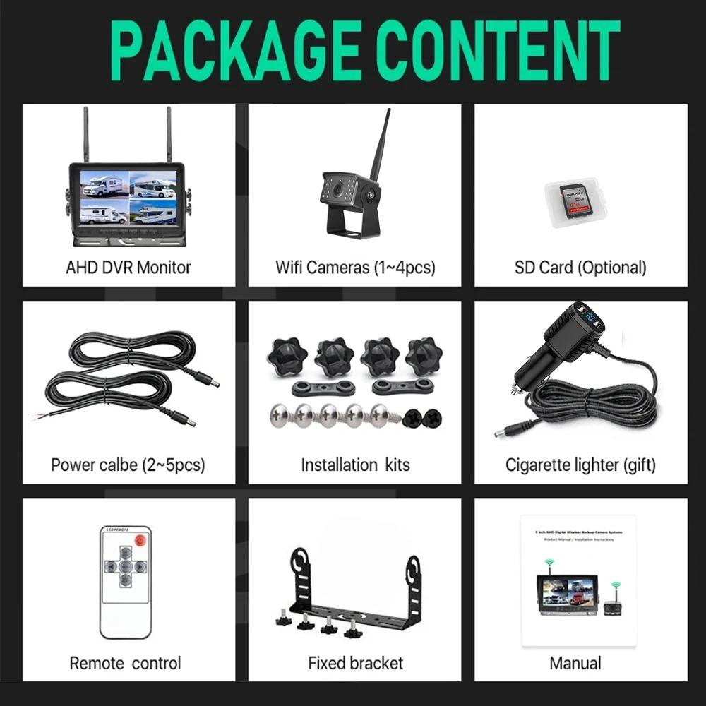 Цифровой беспроводной 7-дюймовый DVR с четырьмя мониторами, циклическая запись видео, солнечные магнитные камеры заднего вида для каравана