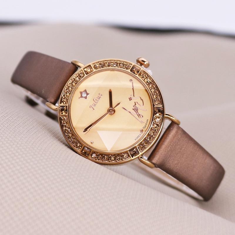 Rhinestones Julius Lady Women's Watch Fashion Hours Bracelet Real Leather Girl's Birthday Gift No Box