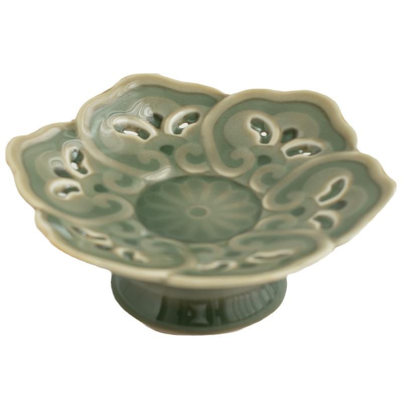 Yue Kiln Celadon High Foot Cup Coaster Heat Insulation Pad Chinese Ceramic Tea Set Accessory Handmade
