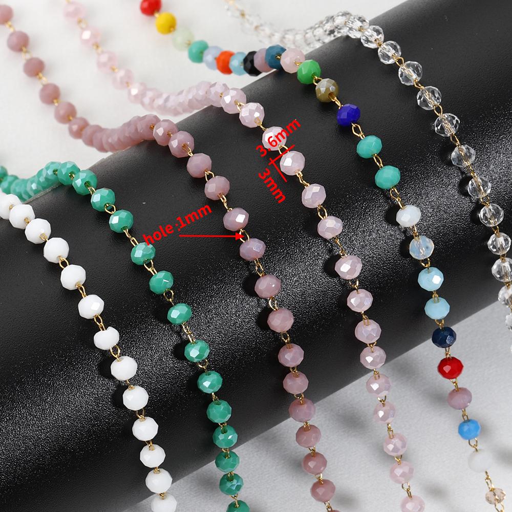 1Meter Colorful Glass Ball Beaded Chain Crystal Beads Necklace Body Chain Accessories for Jewelry Making Components DIY Supplies