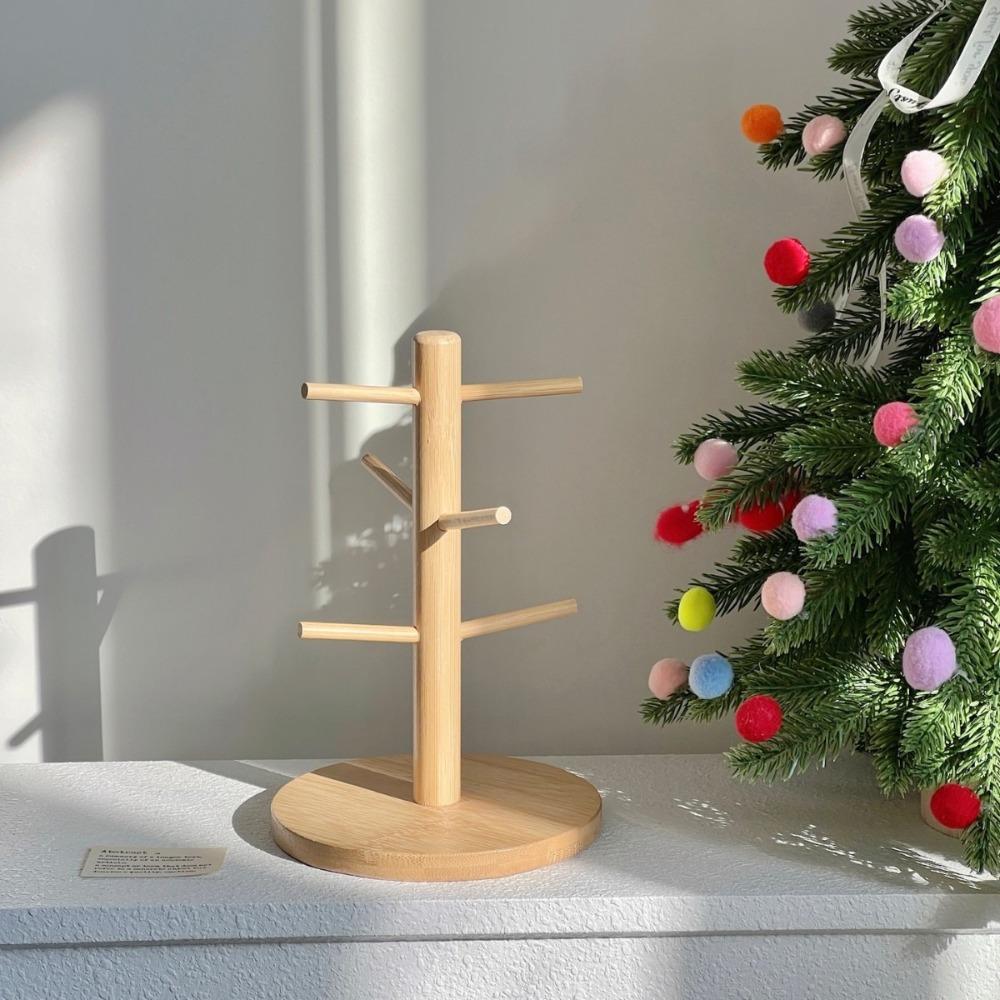 6 Hooks Coffee Cup Holder Wooden Coffee Mug Rack New Mug Holder Tree  Countertop Decor