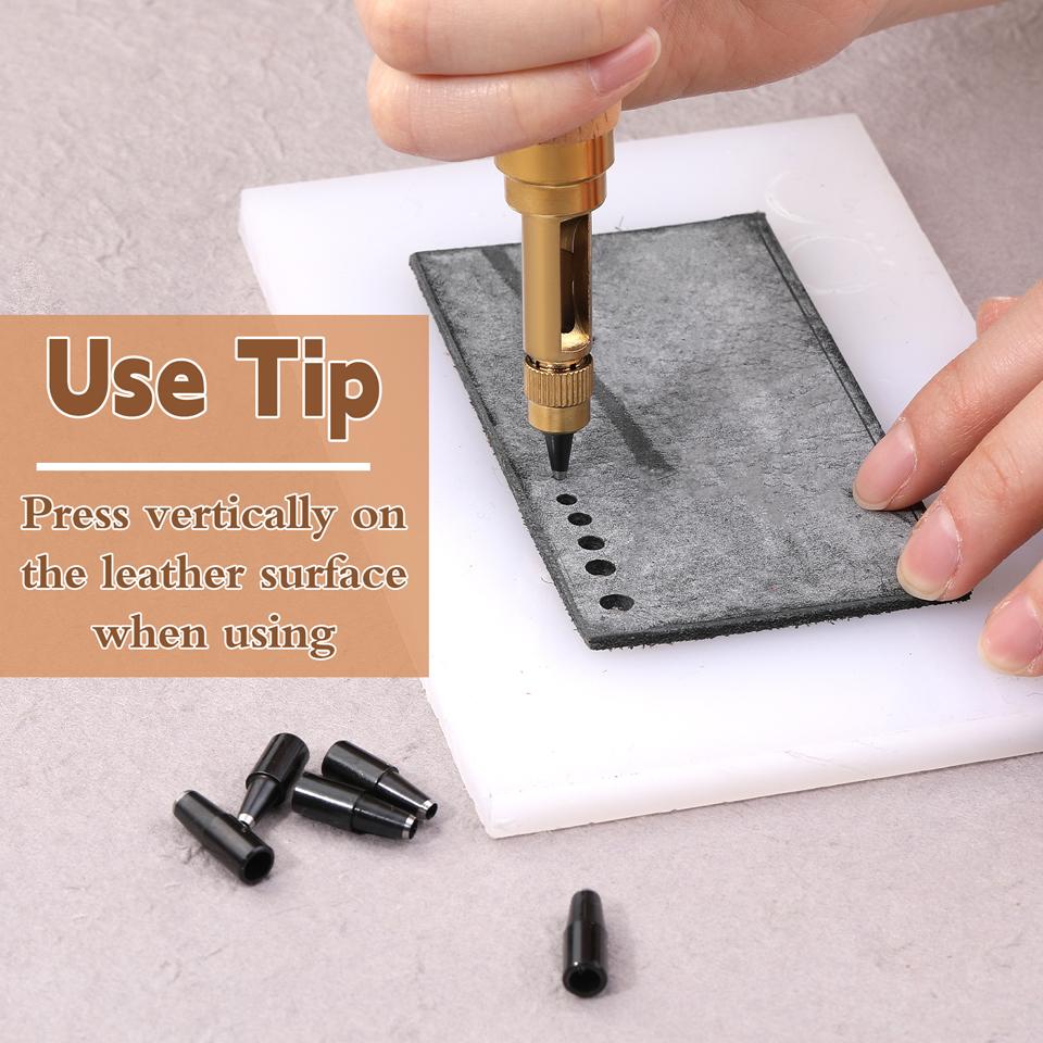 1 шт. 6 размеров наконечников, регулируемый японский винтовой дырокол для кожи, бумаги, ремня, дырокол с деревянной ручкой, инструмент для переплета книг