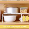 1PC Kitchen Shelf Cabinets Multifunctional Space Saving Stackable Sliding Rack Retractable Plastic Tableware 2 Colors