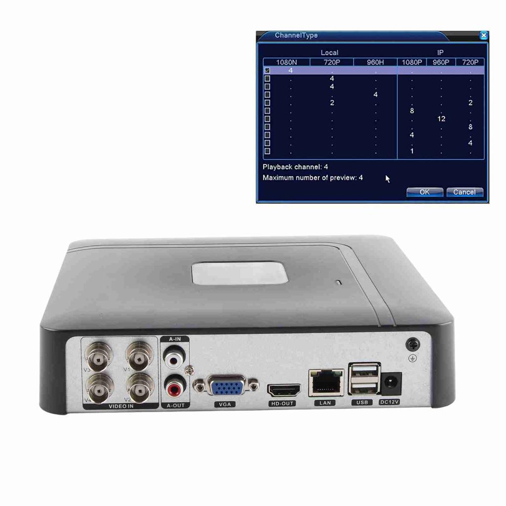 4-канальный 4CH Security CCTV AHd CVI/TVI/DVr NVR 5 в 1 Видеорегистратор в реальном времени