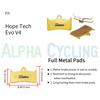 Bicycle Disc Brake Pads for Hope Tech Evo V4 Hydraulic Caliper, 4 Pairs, Gold Full Metal, Ultra Class