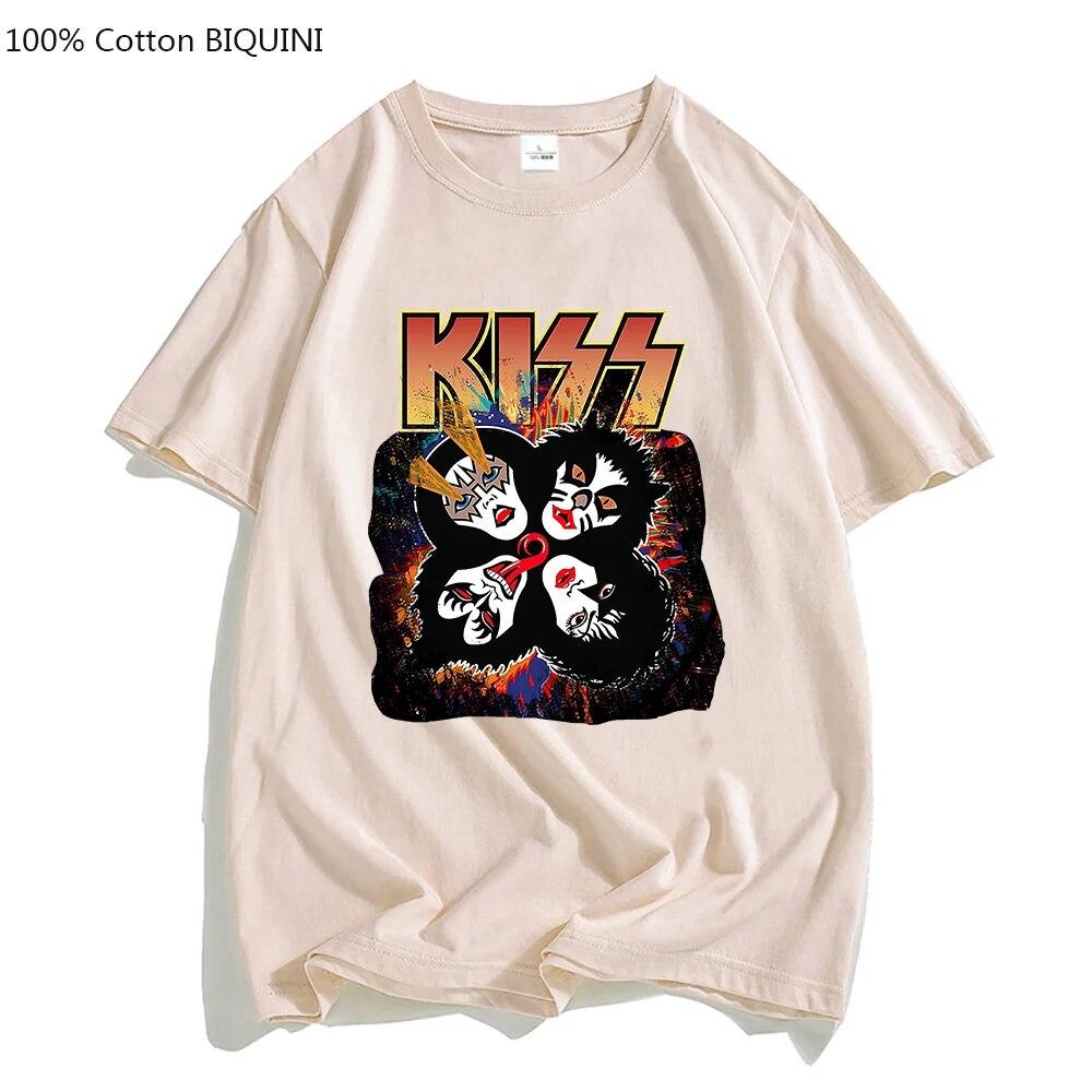 Новая футболка, черные топы для унисекс, футболка KISS Rock & Roll, футболка с надписью Heavy Metal Band, футболка из 100% хлопка для мужчин и женщин, топы в стиле панк и готика