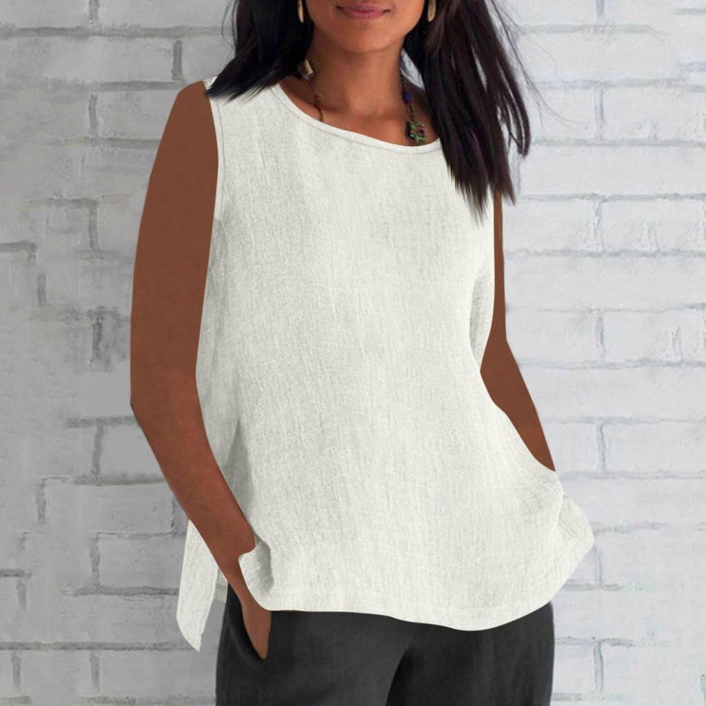 Летние хлопковые и льняные тонкие дышащие топы для женщин, свободные большие размеры, футболка с короткими рукавами и круглым вырезом, летняя блузка, одежда