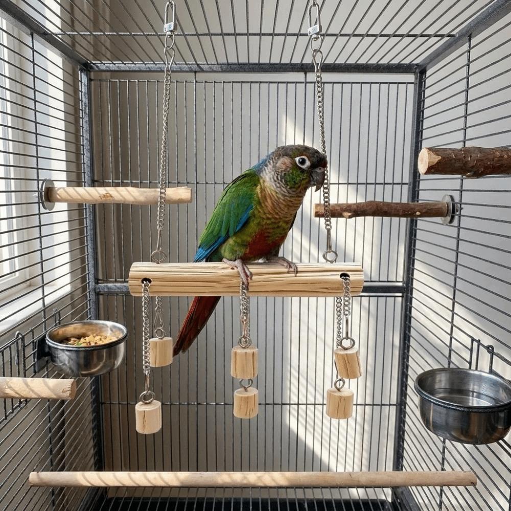 Non-slip Parrot Wooden Swing Bite Resistant Parrot Play Stand Toy Bird Standing Perch Training