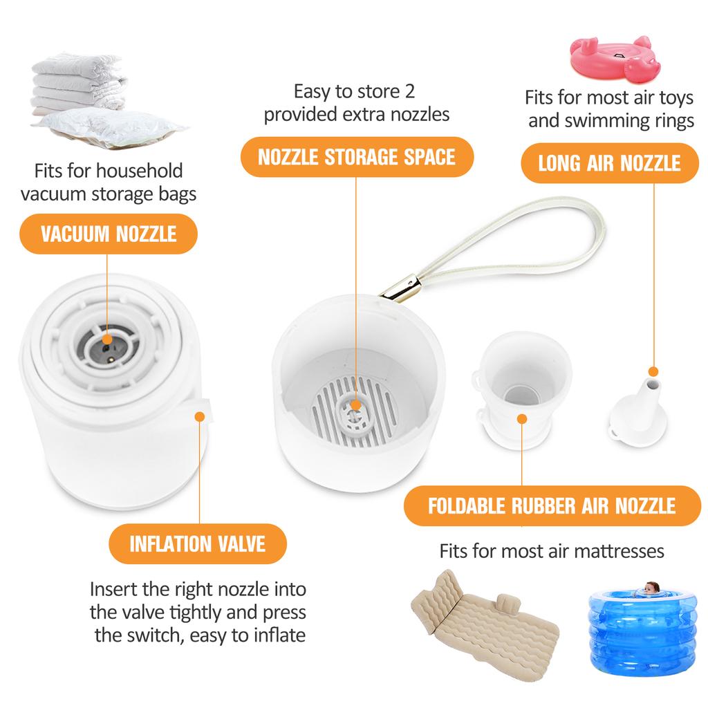 Mini Air Pump with Light 1400mAh Rechargeable Air Pump Wireless Electric Inflation Pump for Air